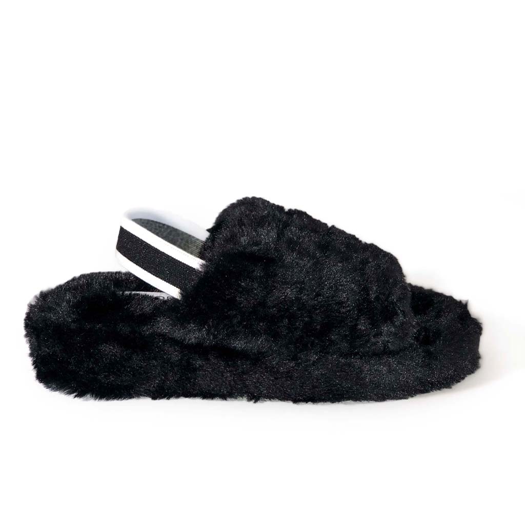 Sandalias con peluche negras Ben-1