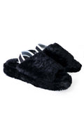 Sandalia negra con pelo sintetico Ben 1 - Black faux fur sandal Ben 1