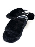 Sandalia negra con pelo sintetico Ben 1 - Black faux fur sandal Ben 1