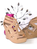 Tacon Beige con plataforma Lindy-3 - Tan heel with platform Lindy 3
