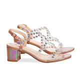 Tacon Bajo Grueso con adorno de tachuelas H43-65 - Thick Low Heel with studded trim H43-65