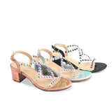 Tacon Bajo Grueso con adorno de tachuelas H43-65 - Thick Low Heel with studded trim H43-65